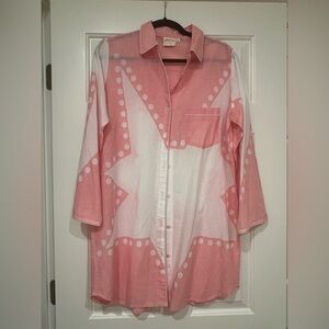 Julia Amory Pink and White Star Patterned Husband Shirt